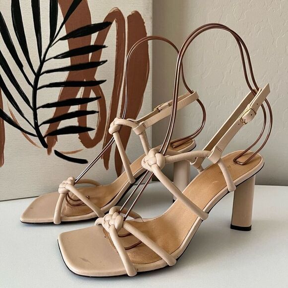 Frame Le Hendrix Slingback Leather Heeled Sandals Cream Size 38 - Picture 3 of 11